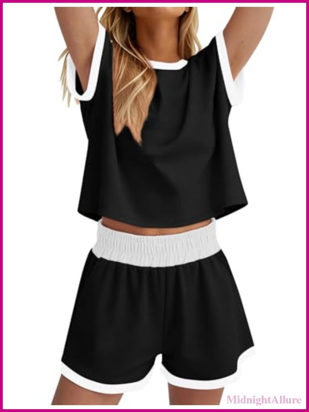 Women Summer Lounge Short Sets Crew Neck Sweatsuit - Picture 3 of 6